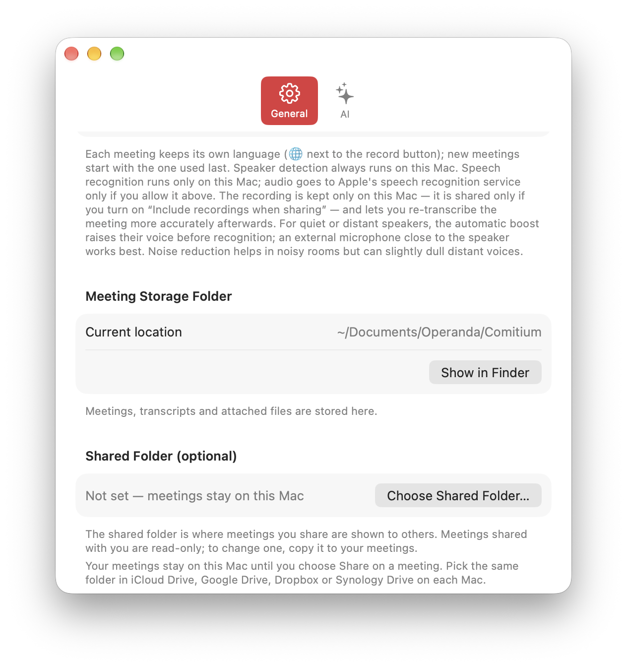 Read-only sharing of minutes screenshot
