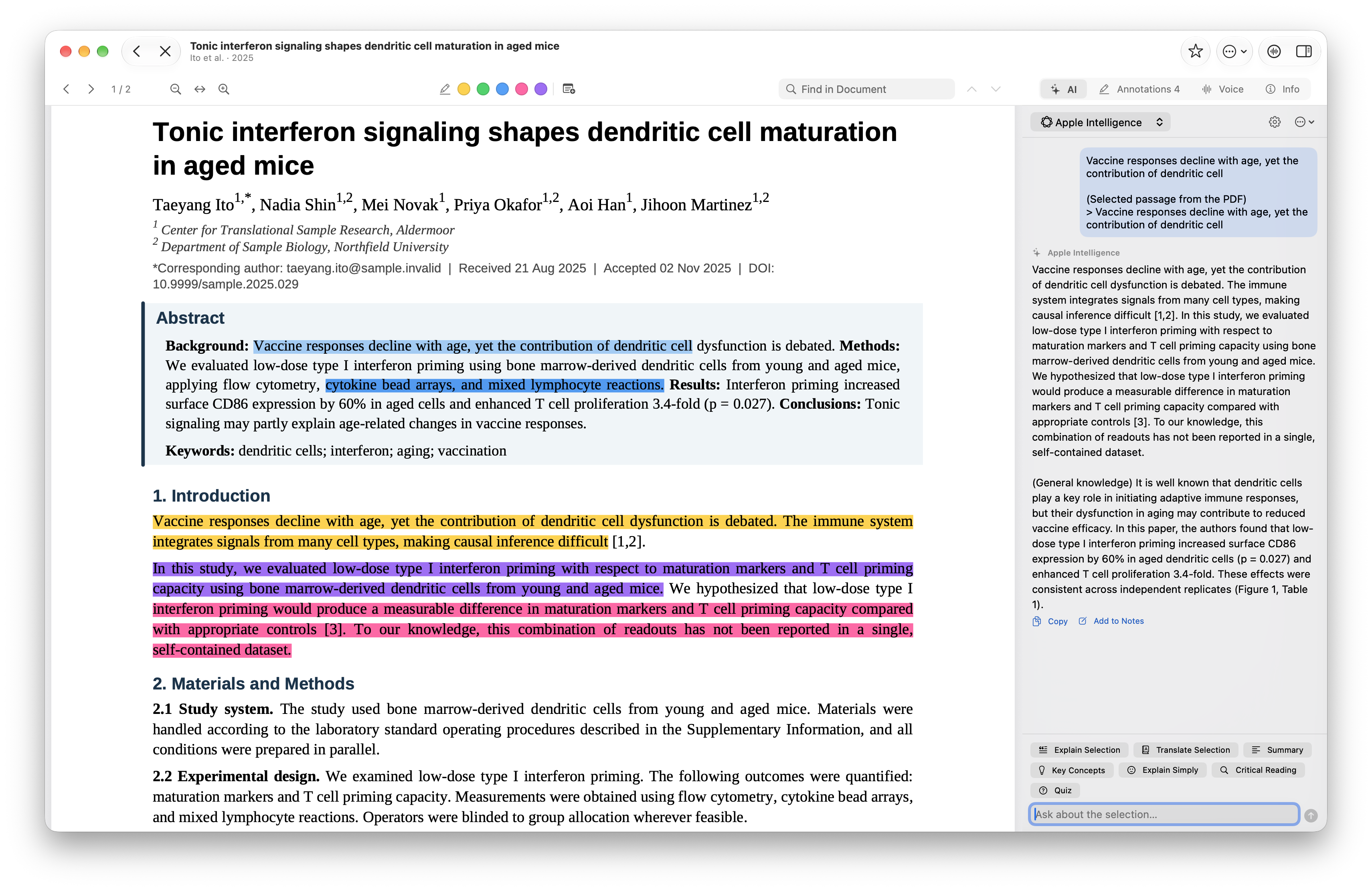 Highlights and notes screenshot